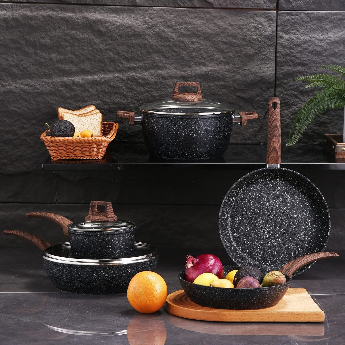 Ensemble de casseroles et poêles antiadhésives en céramique Ensemble de cuisine antiadhésive avec poêle à frire, casserole, sauteuse, cocotte