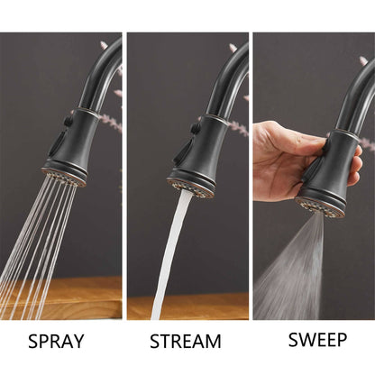 Robinet de cuisine à tirette, poignée unique, robinet d'évier de cuisine moderne à un trou avec douchette extractible, robinet de lavabo avec plaque de pont