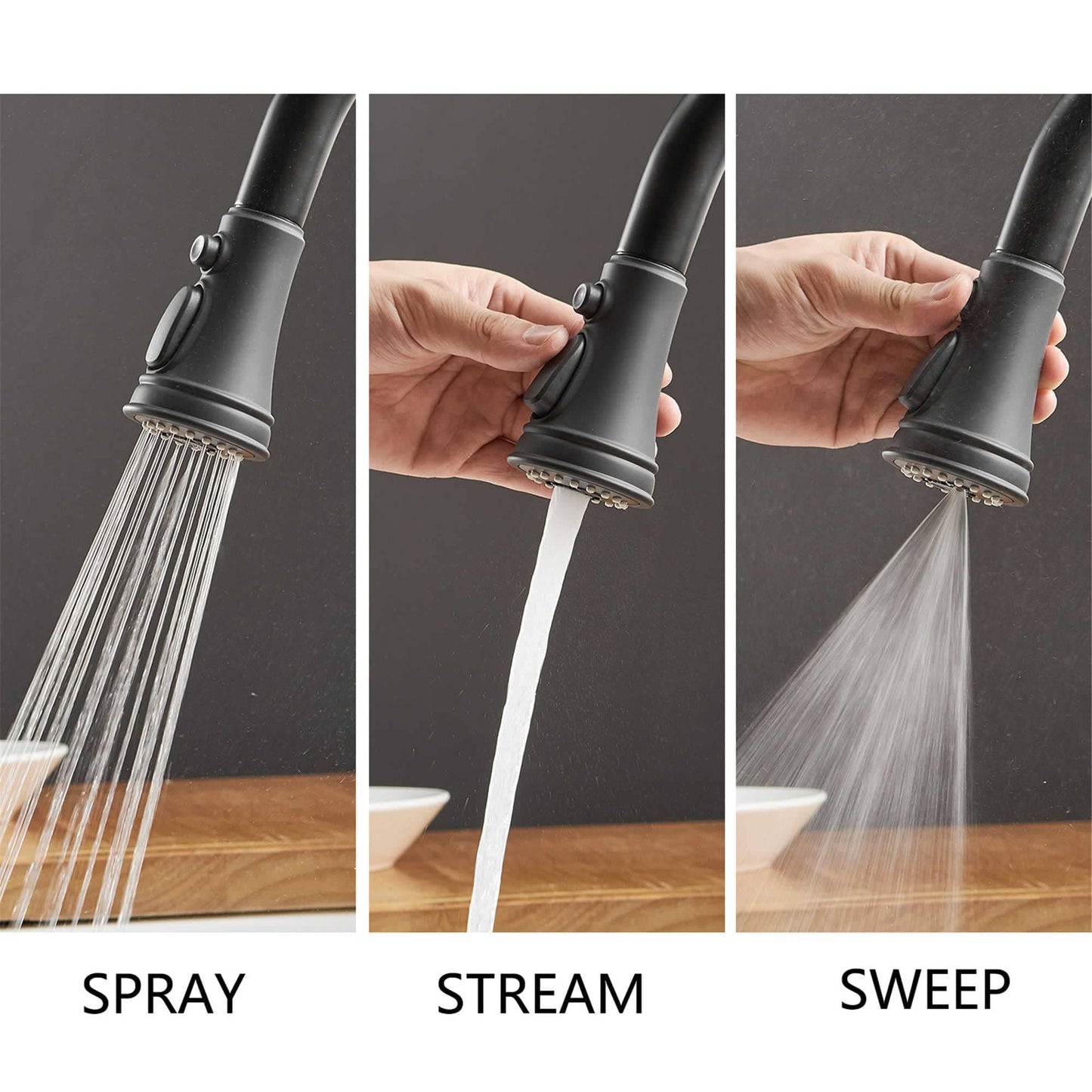 Robinet de cuisine à tirette, poignée unique, robinet d'évier de cuisine moderne à un trou avec douchette extractible, robinet de lavabo avec plaque de pont