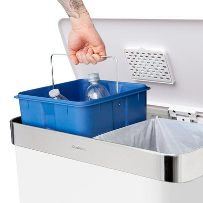 Poubelle de recyclage rectangulaire Qualiazero 16 gal (unité double 8 gal) – Acier inoxydable