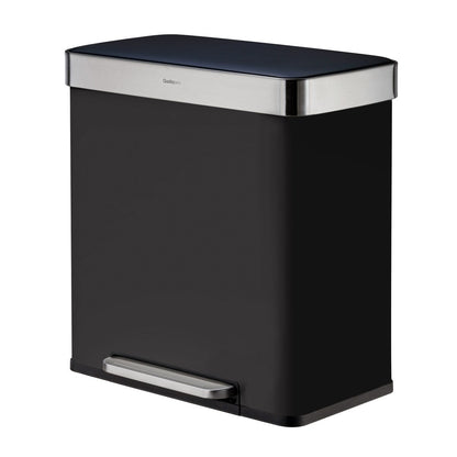 Poubelle de recyclage rectangulaire Qualiazero 16 gal (unité double 8 gal) – Acier inoxydable