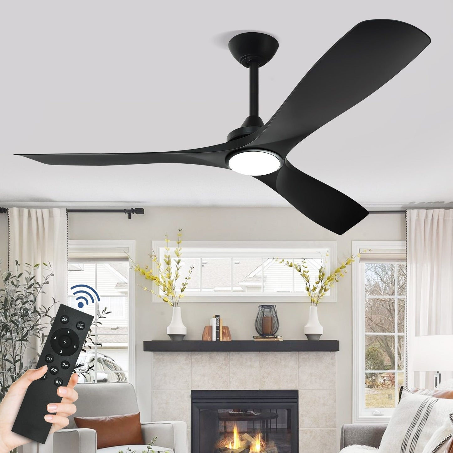 Ventilateur de plafond à distance avec lumières encastrées