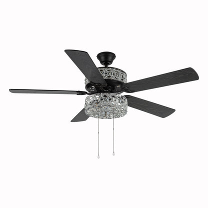 Ventilateur de plafond à DEL River of Goods Olivia, finition bronze huilé/cristal, 52 pouces - 52L x 52W x 18.25H - 52L x 52W x 18.25H