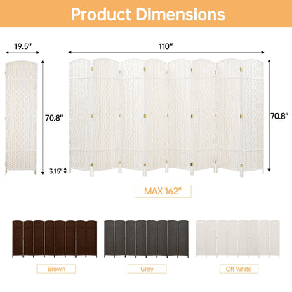 Paravent de séparation de pièce de 6 pieds de haut en fibre tissée, écran de confidentialité autoportant, écran pliant