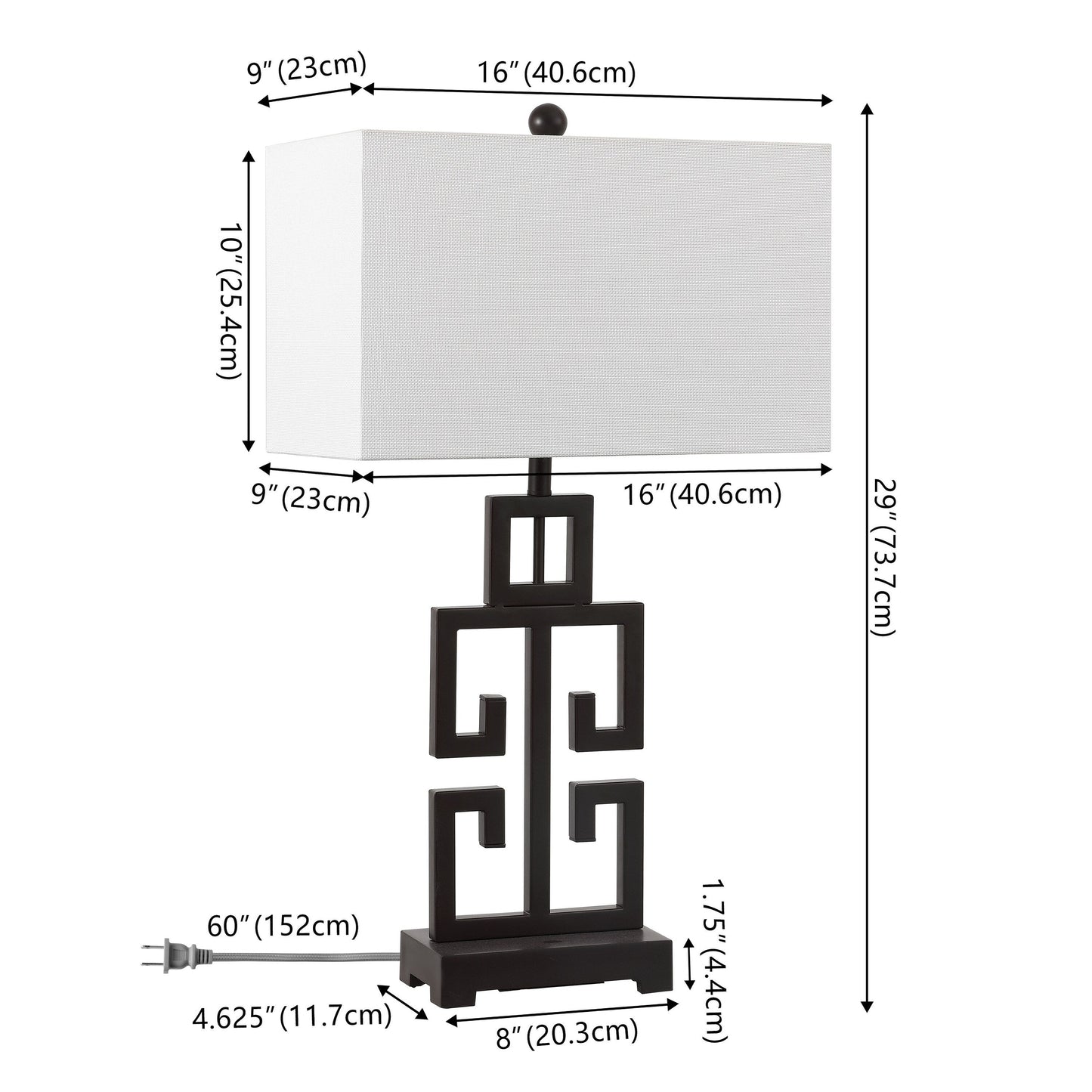 Lampe de table Chantelle de SAFAVIEH Lighting, 29 pouces, finition or antique grecque (lot de 2) - 16 L x 9 P x 29 H