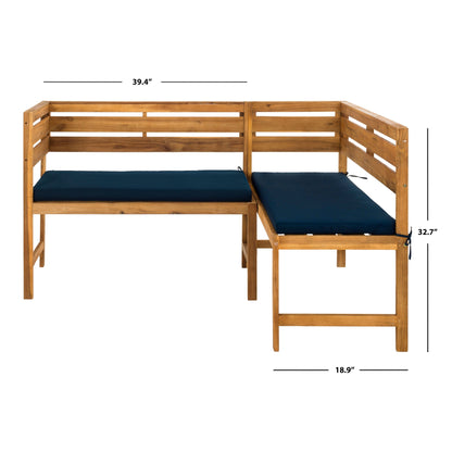 Ensemble de salon d'angle d'extérieur Kenna 3 pièces pour balcon SAFAVIEH - 39 L x 19 P x 33 H
