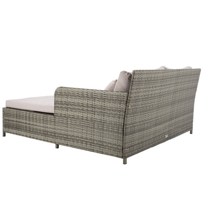 Lit de repos d'extérieur SAFAVIEH Taniyah en osier avec oreiller et coussins - 53 L x 28 P x 62 H