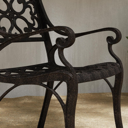 Ensemble de salle à manger d'extérieur en aluminium bronze Sanibel 7 pièces avec table à manger ovale de 72 pouces et six fauteuils par Homestyles