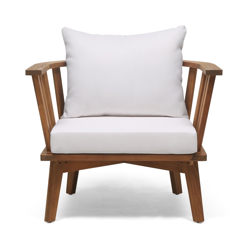 Fauteuils club d'extérieur en bois d'acacia Sedona avec coussins (lot de 2) par Christopher Knight Home