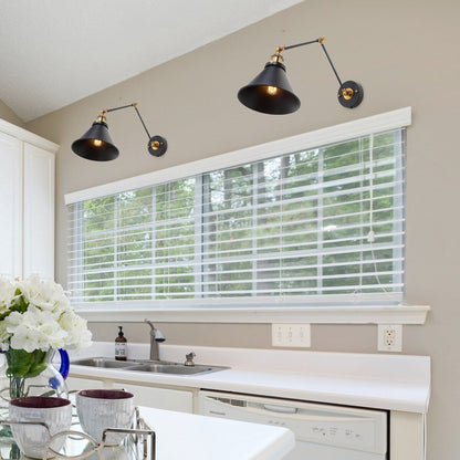 Ensemble de 2 appliques murales modernes à bras pivotant réglables Malryn, à brancher ou à brancher