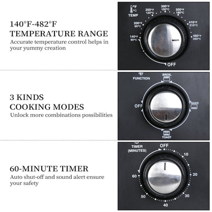 Four grille-pain simple d'une capacité de 20 litres, grille-pain de comptoir compact, facile à contrôler avec minuterie, réglage de la cuisson, du gril et du grillage