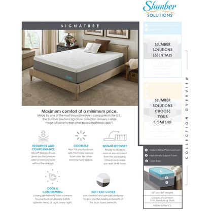Matelas en mousse à mémoire de forme NRGel Signature de 12 pouces de Slumber Solutions