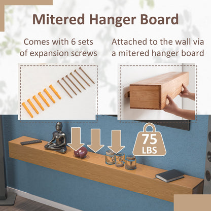 Étagère flottante murale pour manteau de cheminée en pin massif