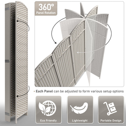 Séparateur de pièce Sorbus à 6 panneaux, cloison de séparation extra large et pliable, tissé à la main, à double charnière, en maille - 1,8 m