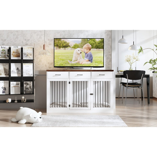 Élégant meuble de rangement en bois pour chien, 3 tiroirs