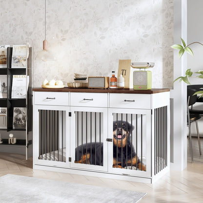 Élégant meuble de rangement en bois pour chien, 3 tiroirs