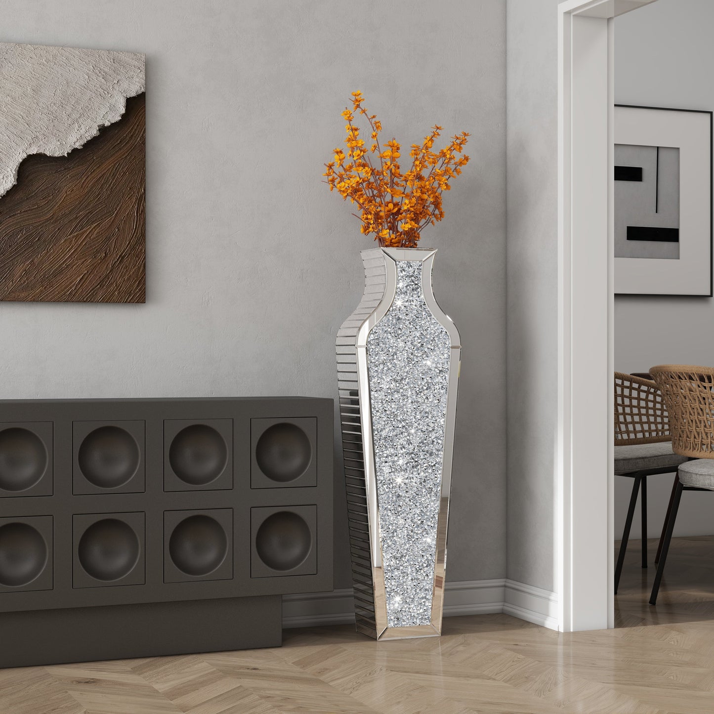 Grand vase de sol en diamant concassé