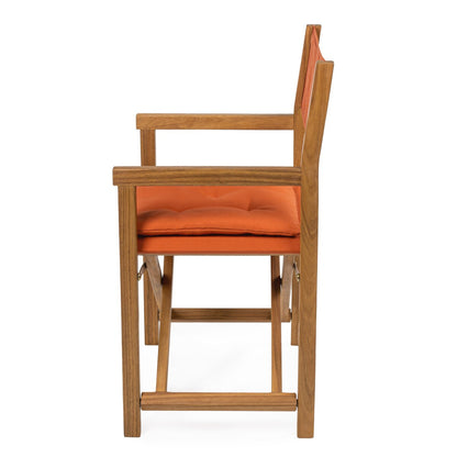 Chaise de réalisateur d'extérieur pliable en bois d'acacia, style Mid-Century, avec dossier matelassé en losanges et coussin, lot de 2 par JONATHAN Y