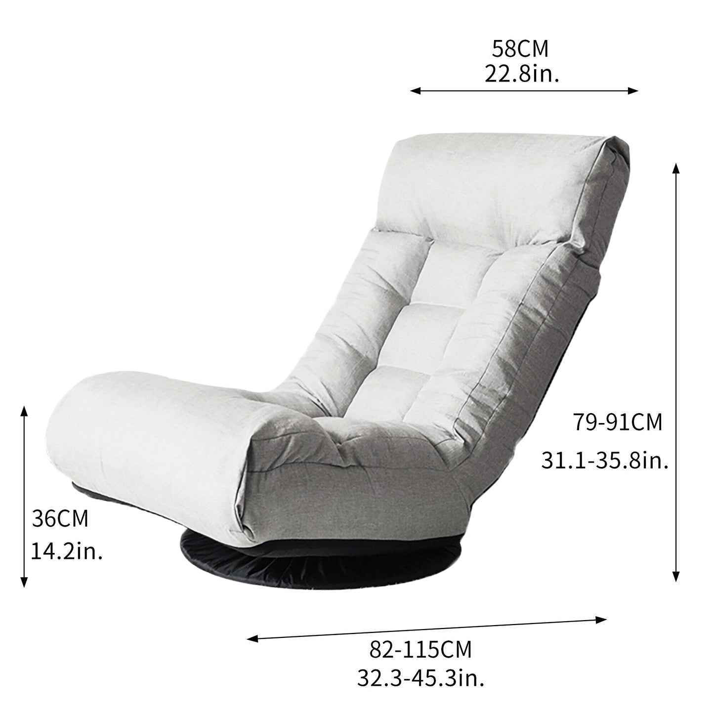 Ensemble de fauteuil inclinable rembourré sans accoudoirs avec pouf et appui-tête réglable