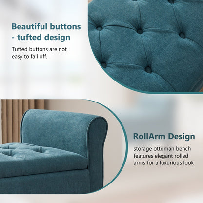 Banc de rangement rembourré, banc d'entrée avec dessus rabattable touffeté, 50,4 pouces