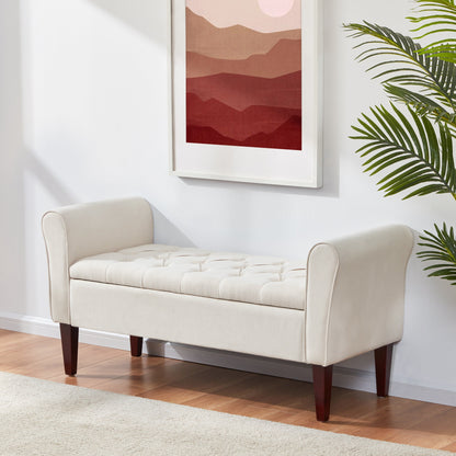 Banc de rangement rembourré, banc d'entrée avec dessus rabattable touffeté, 50,4 pouces