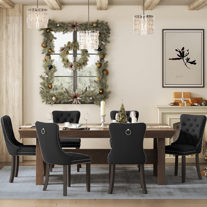 Chaise de salle à manger capitonnée en velours avec pieds en bois massif, lot de 6