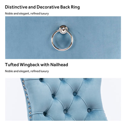 Chaise de salle à manger capitonnée en velours avec pieds en bois massif, lot de 6