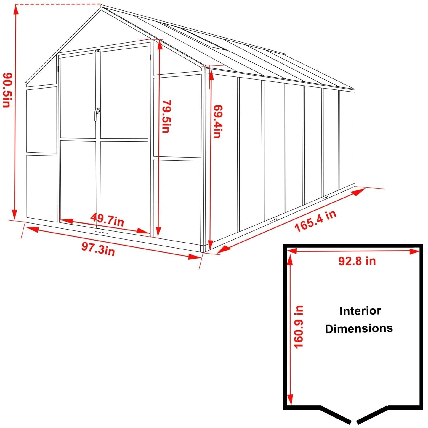 Serre de jardin en aluminium VEIKOUS avec ventilation de toit réglable et porte verrouillable, gris