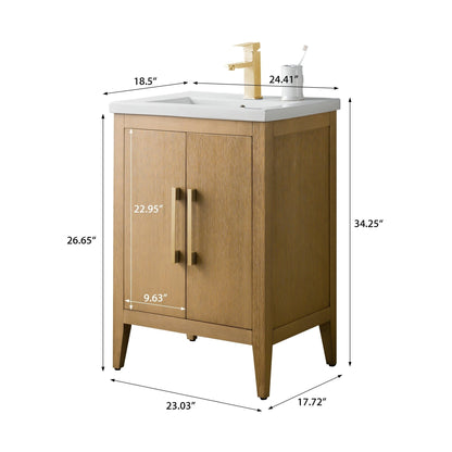 Meuble-lavabo simple Vanity Art 20, 24 ou 30 avec dessus en céramique