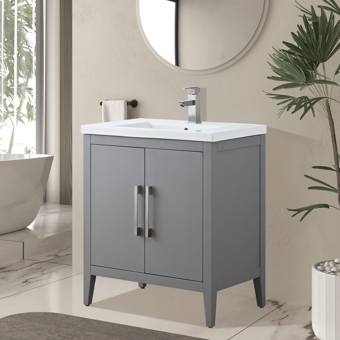 Meuble-lavabo simple Vanity Art 20, 24 ou 30 avec dessus en céramique