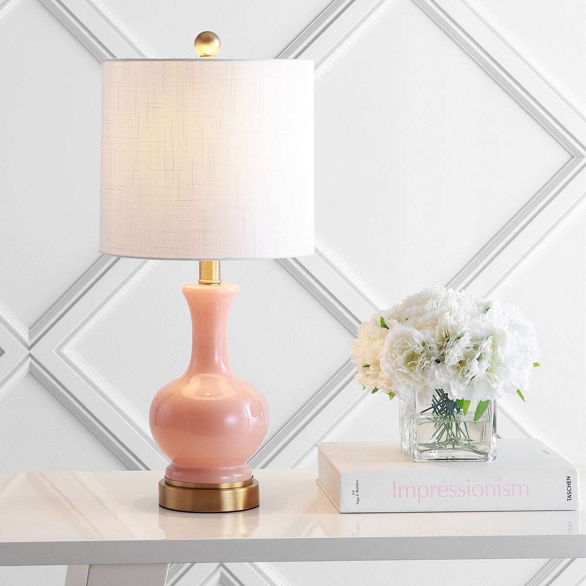 Lampe de table à LED Vermont 22 en verre/métal, blanche (lot de 2) par JONATHAN Y