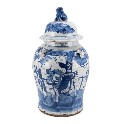 Grand pot de temple vintage à motif d'enfants enchantés