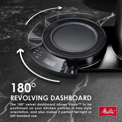 Cafetière filtre Vision Luxe 12 tasses avec tableau de bord rotatif