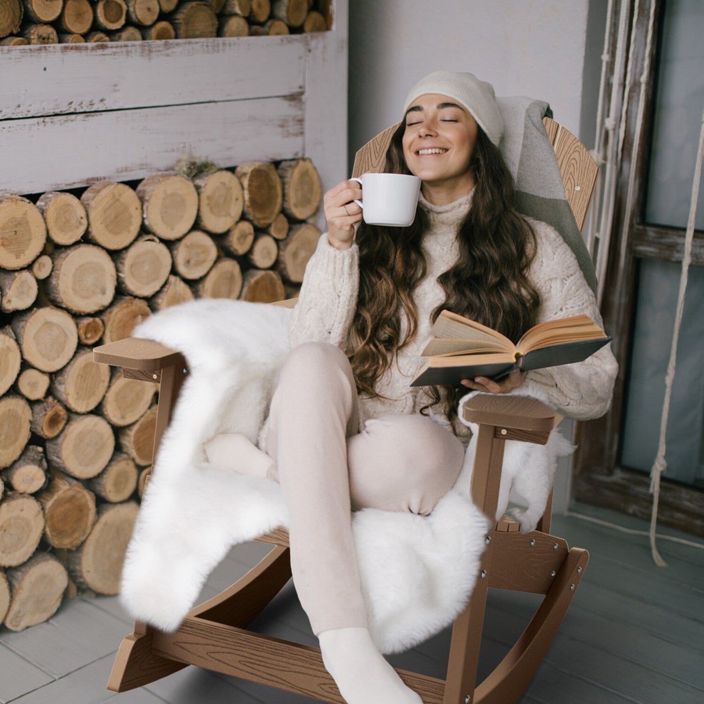 Chaise à bascule d'extérieur toutes saisons WINSOON, lot de 2