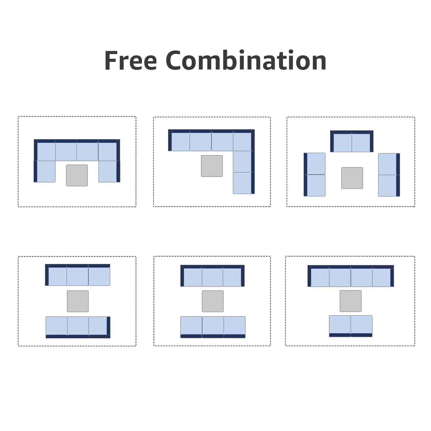 Ensemble de canapés d'extérieur sectionnels rembourrés en osier et acier, 7 pièces