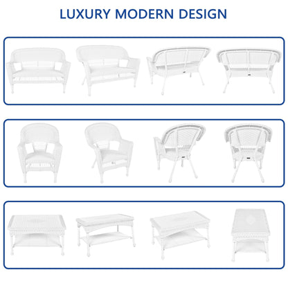 Ensemble de conversation 4 pièces pour patio en osier