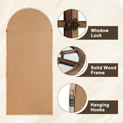 Miroir de fenêtre en bois arqué 71'' L x 31'' l