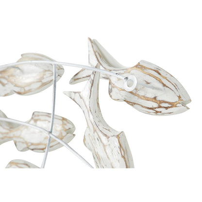 Décoration murale en bois faite main, motif poisson nageur, effet vieilli marron - Blanc - Roche River Decor