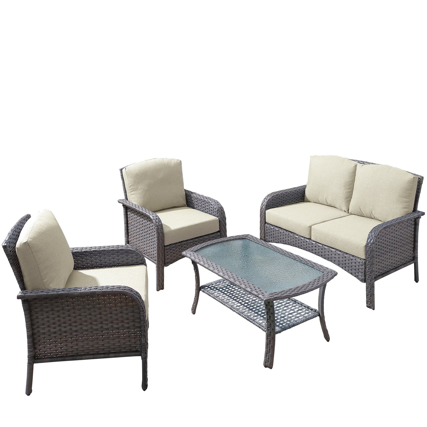 Ensemble de conversation de 4 pièces pour patio extérieur XIZZI avec table