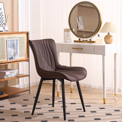 Lot de 2 chaises de salle à manger modernes en cuir rembourré sans accoudoirs