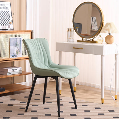 Lot de 2 chaises de salle à manger modernes en cuir rembourré sans accoudoirs