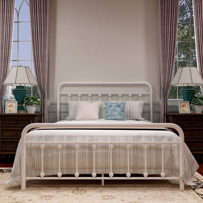 Cadre de lit plateforme en métal vintage simple Alazyhome, montage facile