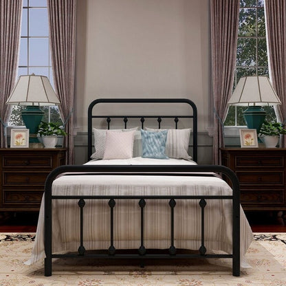 Cadre de lit plateforme en métal vintage simple Alazyhome, montage facile