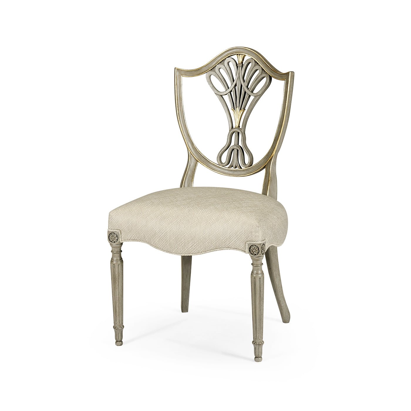 Chaise de salle à manger de style antique avec dossier en bouclier