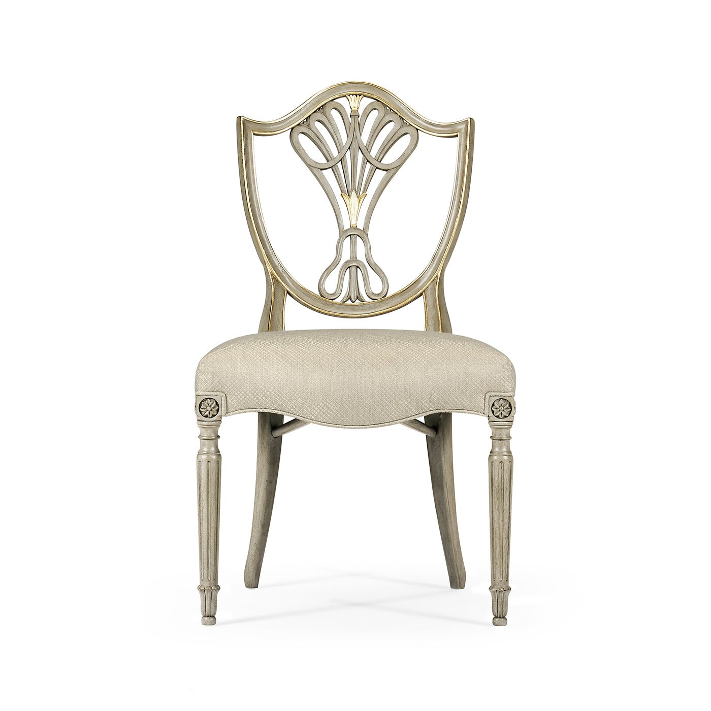 Chaise de salle à manger de style antique avec dossier en bouclier