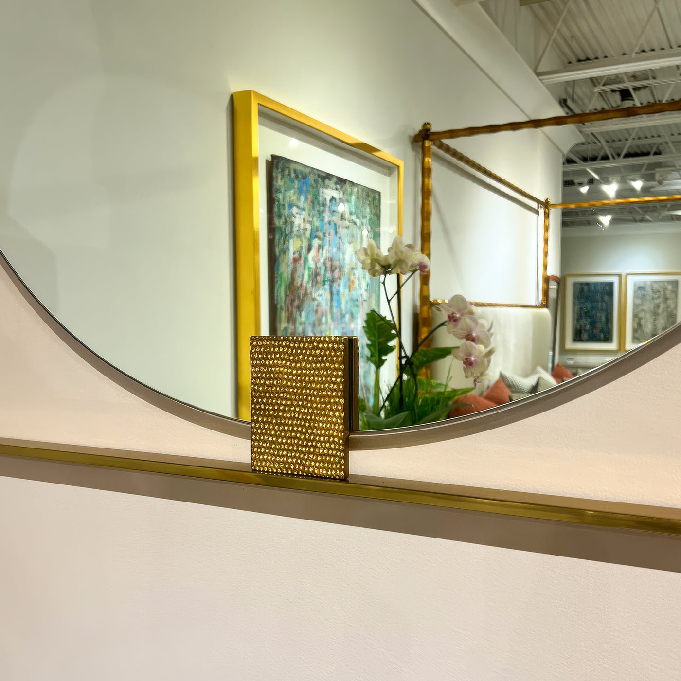 Miroir carré Art Déco en laiton