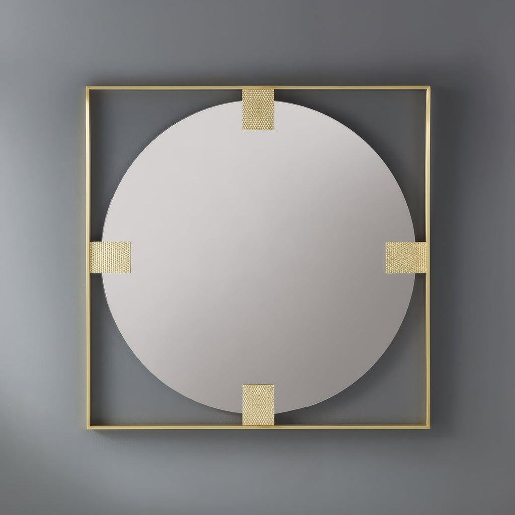 Miroir carré Art Déco en laiton