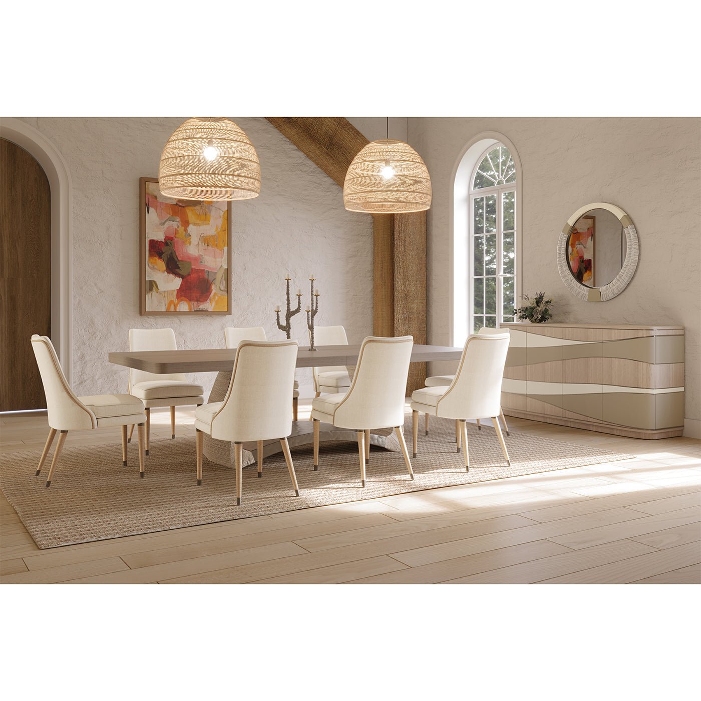 Miroir moderne organique en corde danoise