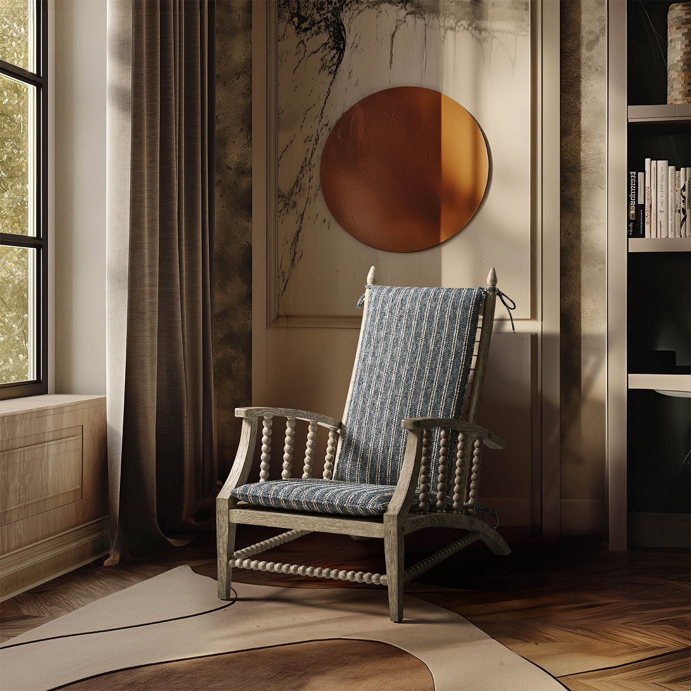 Fauteuil de salon de campagne en chêne grisé