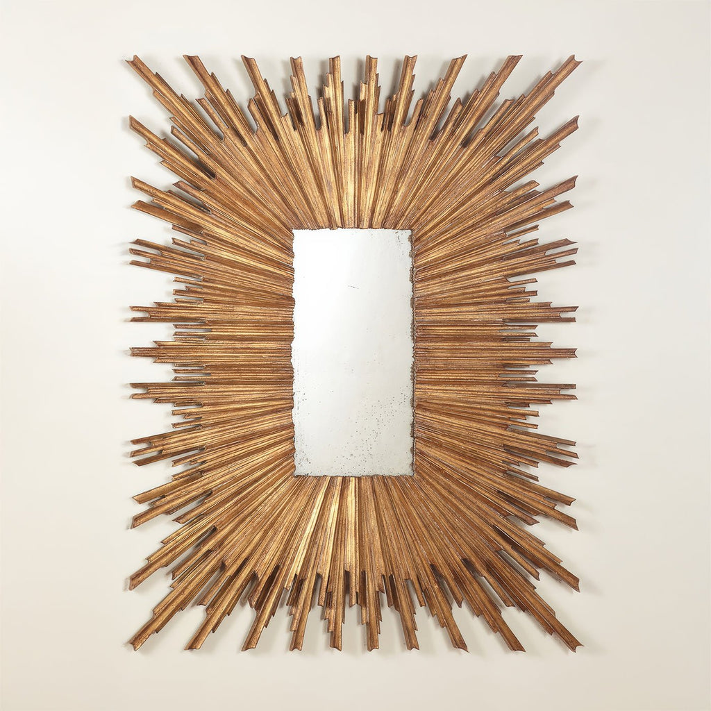 Grand miroir doré à effet soleil